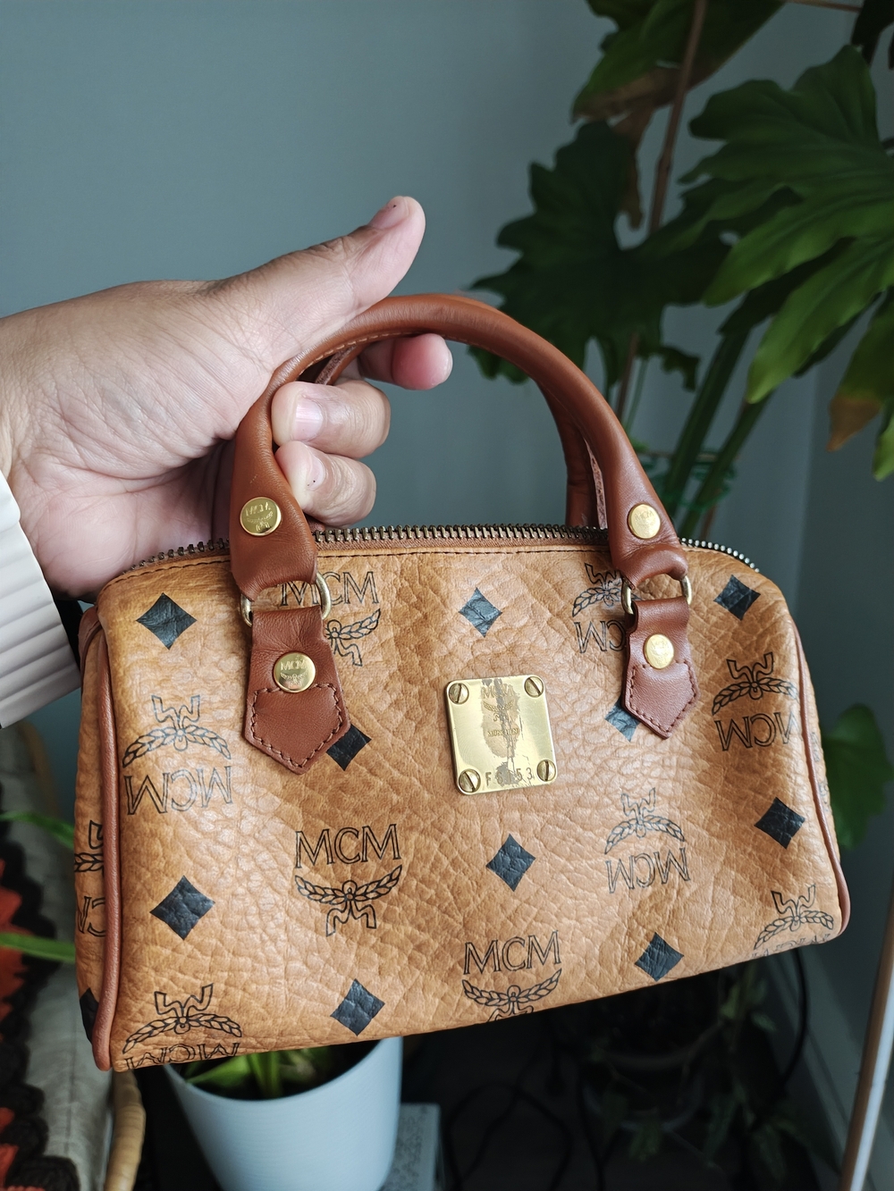 MCM Brown Visetos Mini Satchel Bag with Detachable Strap - Picture 2 of 9